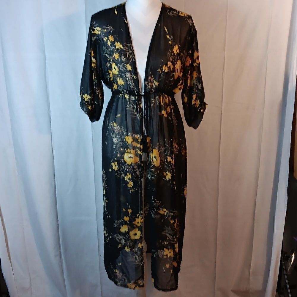 Woven Heart Sheer Floral Duster